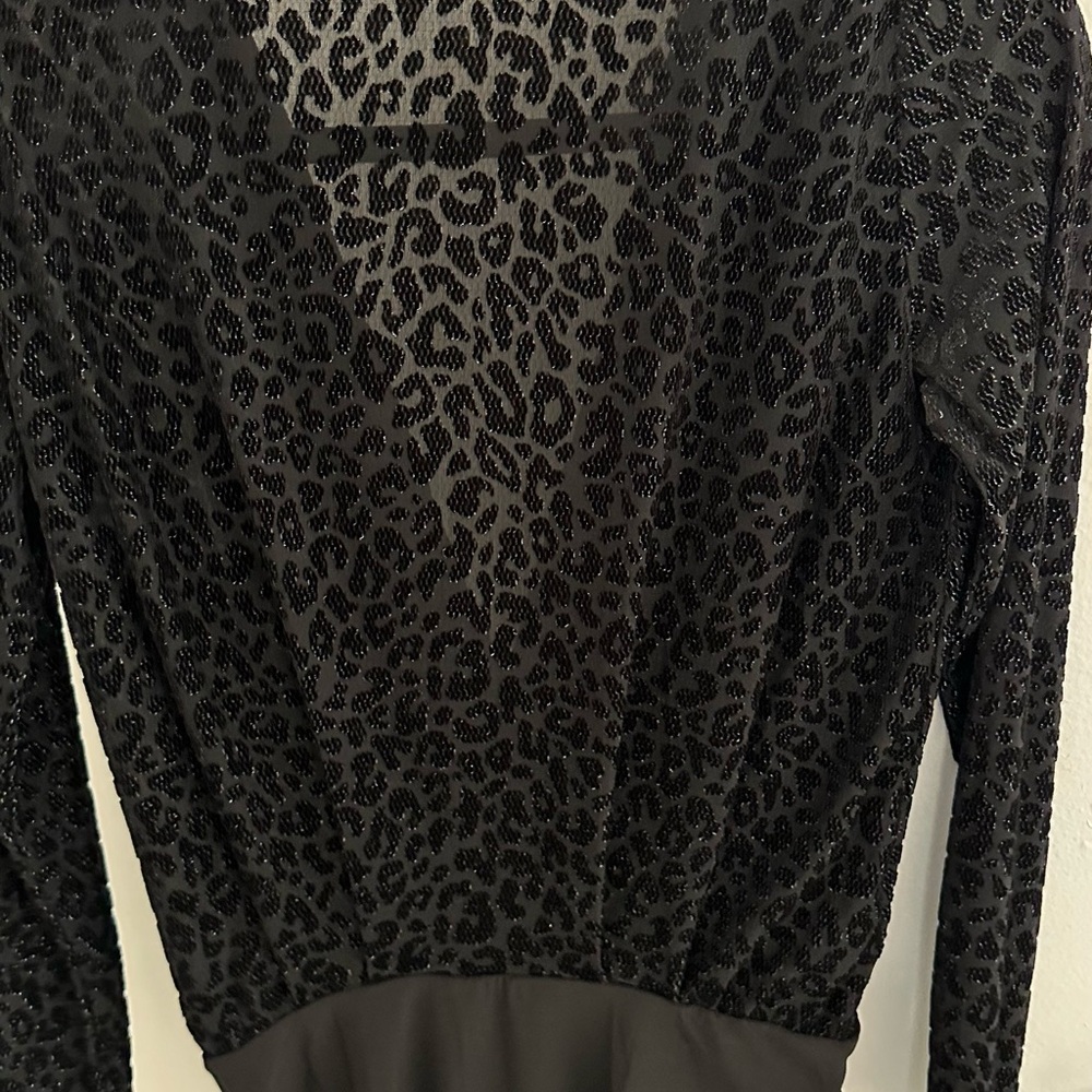 Black Leopard Print Long Sleeve Top
